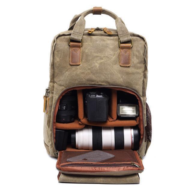 NovaVoyage DSLR Camera Backpack In Waterproof Waxed Canvas