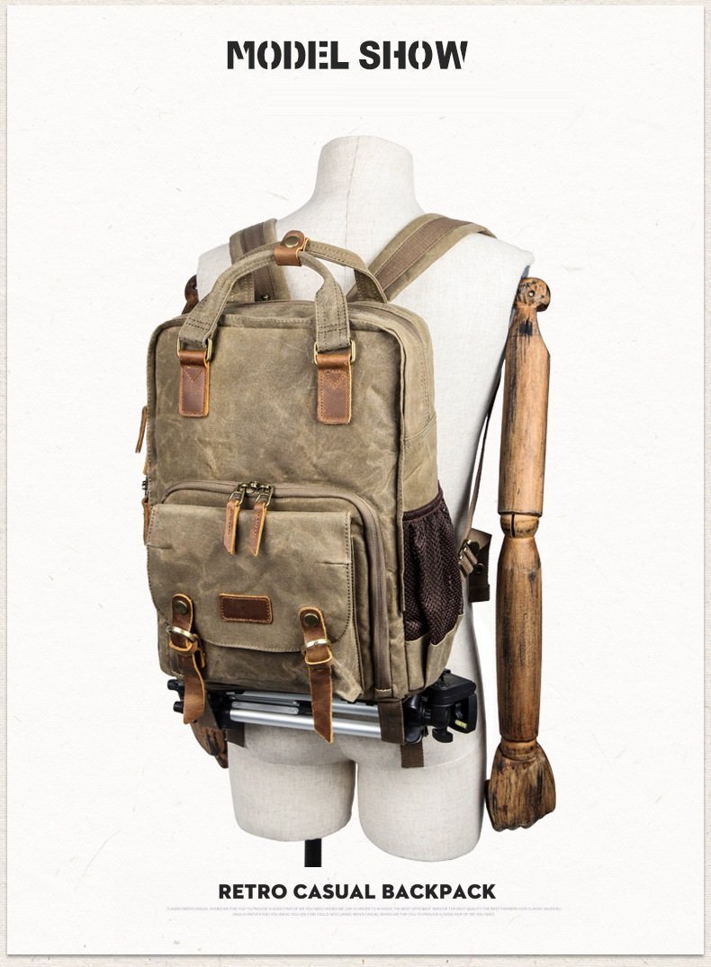 NovaVoyage DSLR Camera Backpack In Waterproof Waxed Canvas