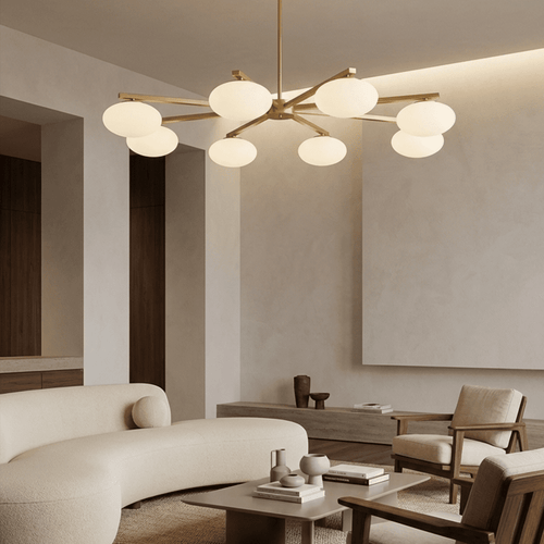 Aurora Copper Glass Chandelier Sculptural Minimalist Glow