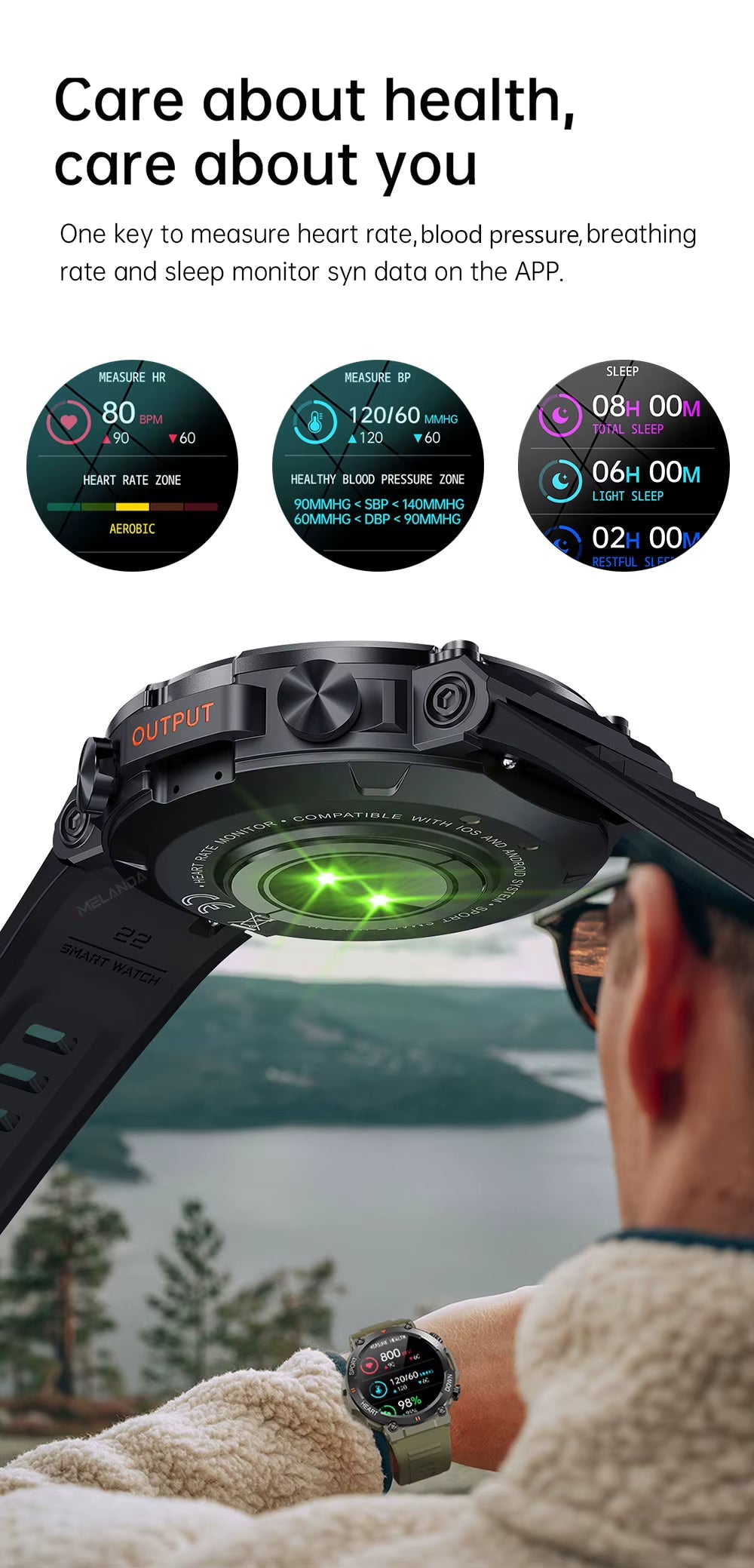 Rugged Outdoor Smart Watch With Round Touchscreen, FortisX Titan