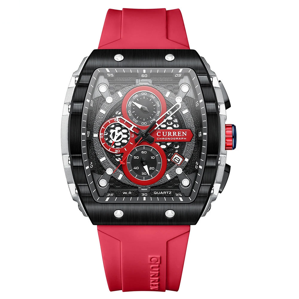 Relógio Cronógrafo Vareno, Data Automática, Bracelete de Silicone, 6 Cores
