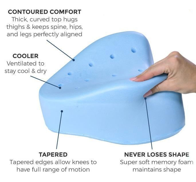 KneeEase Pro Cooling Gel Memory Foam Knee Pillow For Sleep