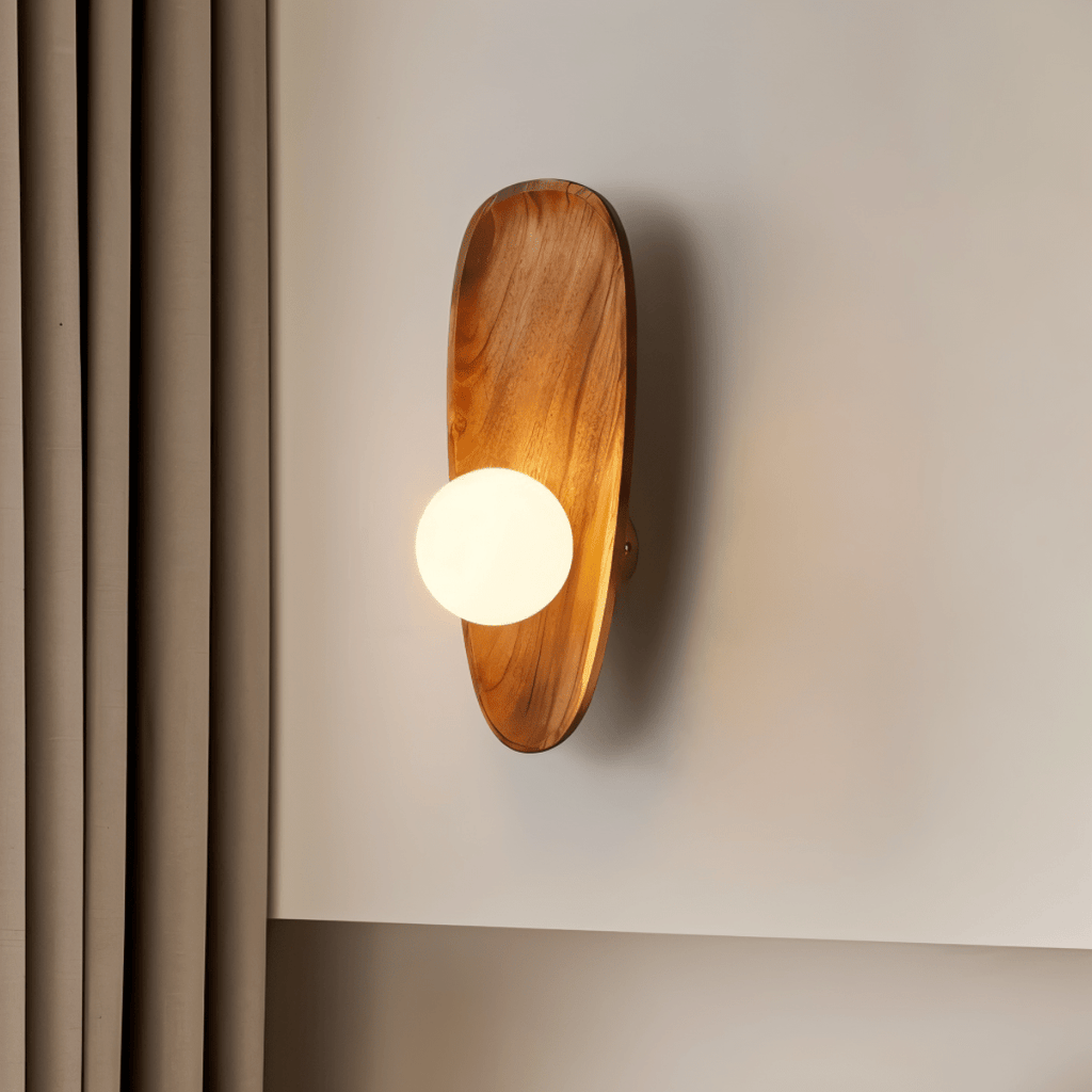Lampe murale à lumière douce pour pièces d'ambiance avec accent en bois sculpté