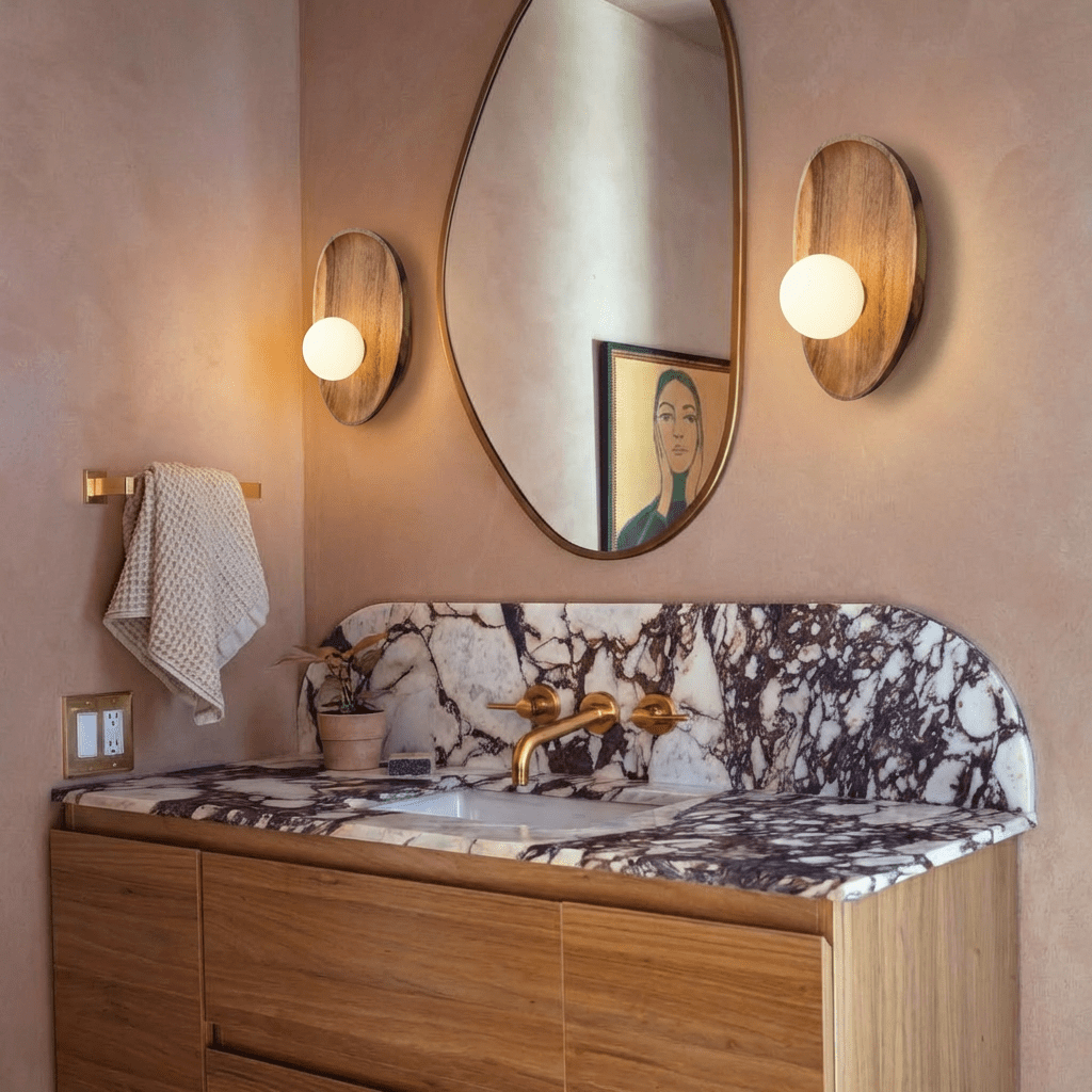 Lampe murale à lumière douce pour pièces d'ambiance avec accent en bois sculpté