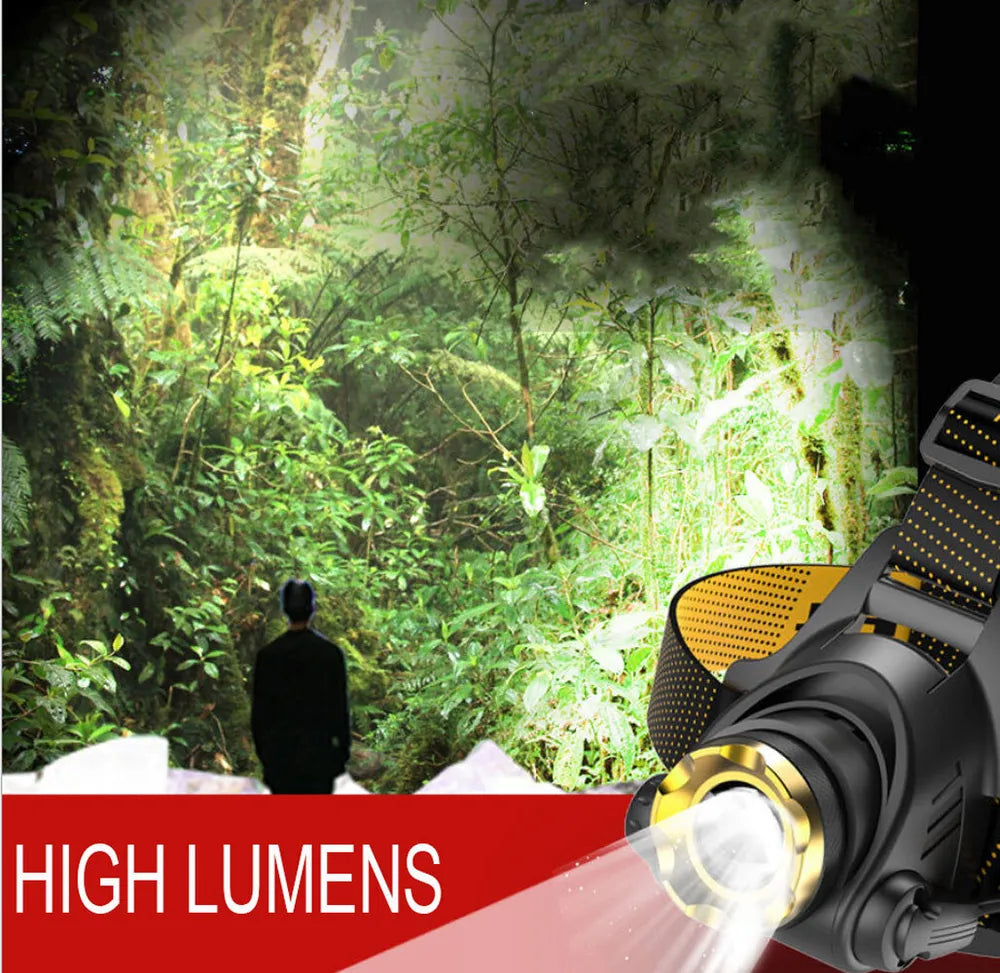 Lanterna frontal LED recarregável ApexVolt Pro para aventuras ao ar livre