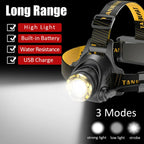 Lanterna frontal LED recarregável ApexVolt Pro para aventuras ao ar livre