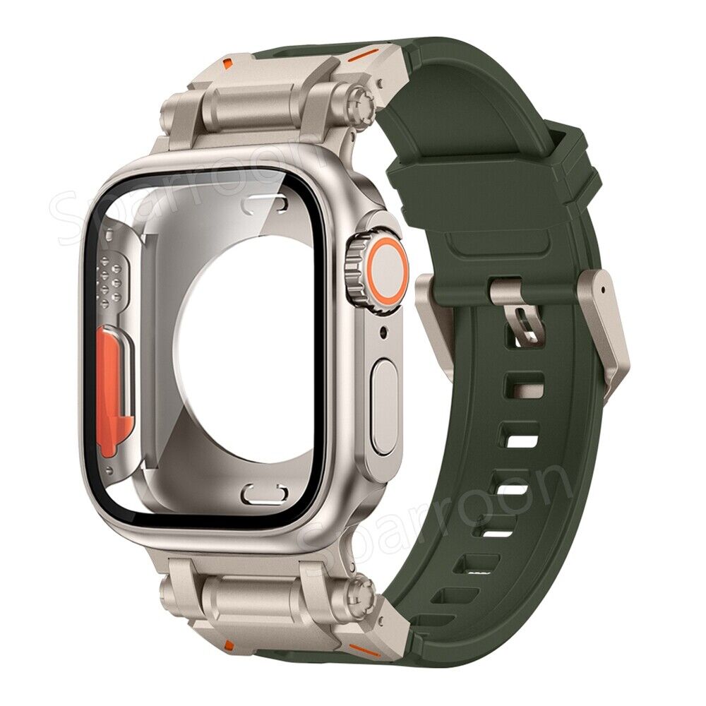 Set custodia Rovelo Metal Ultra-Style e cinturino Fluoro, Apple Watch Serie 4-9 e SE