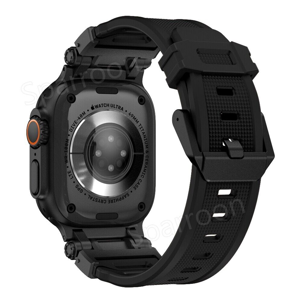 Set custodia Rovelo Metal Ultra-Style e cinturino Fluoro, Apple Watch Serie 4-9 e SE