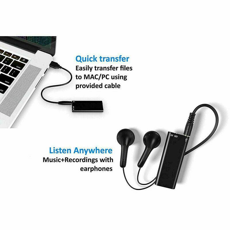 Gravador de voz USB de 8 GB para reuniões, notas e reprodução em movimento