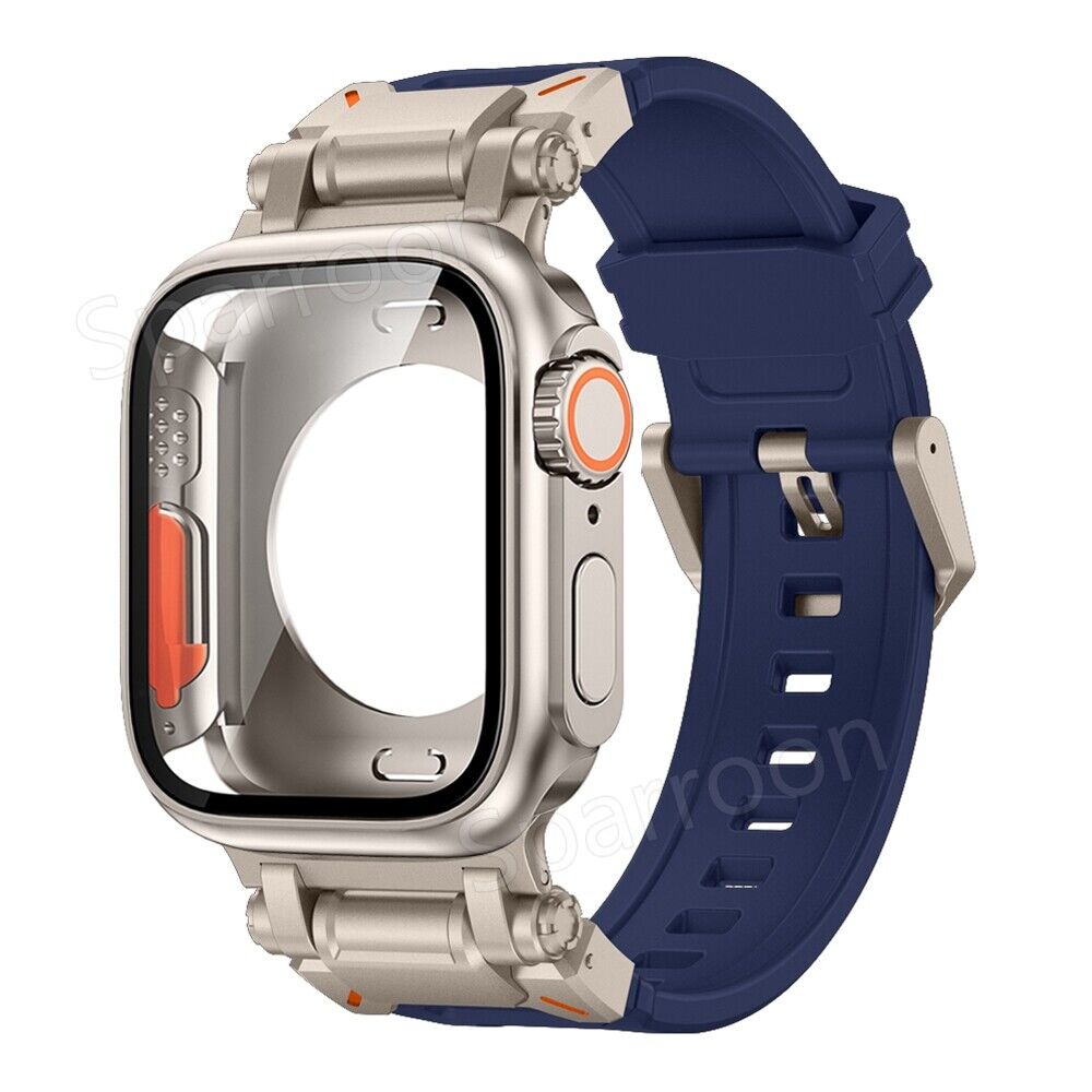 Set custodia Rovelo Metal Ultra-Style e cinturino Fluoro, Apple Watch Serie 4-9 e SE