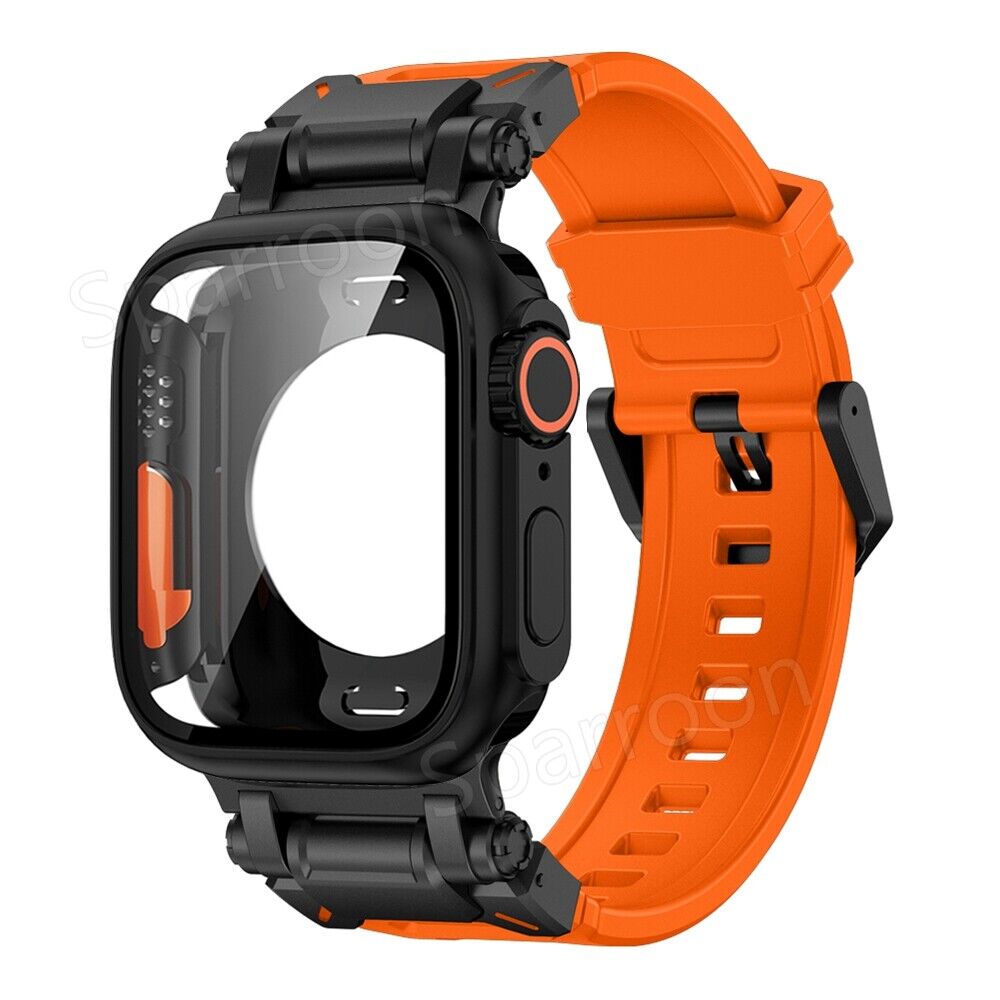 Set custodia Rovelo Metal Ultra-Style e cinturino Fluoro, Apple Watch Serie 4-9 e SE