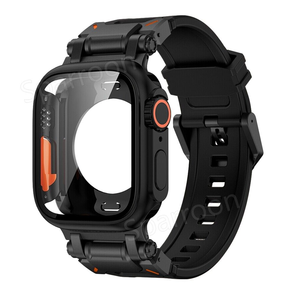 Set custodia Rovelo Metal Ultra-Style e cinturino Fluoro, Apple Watch Serie 4-9 e SE