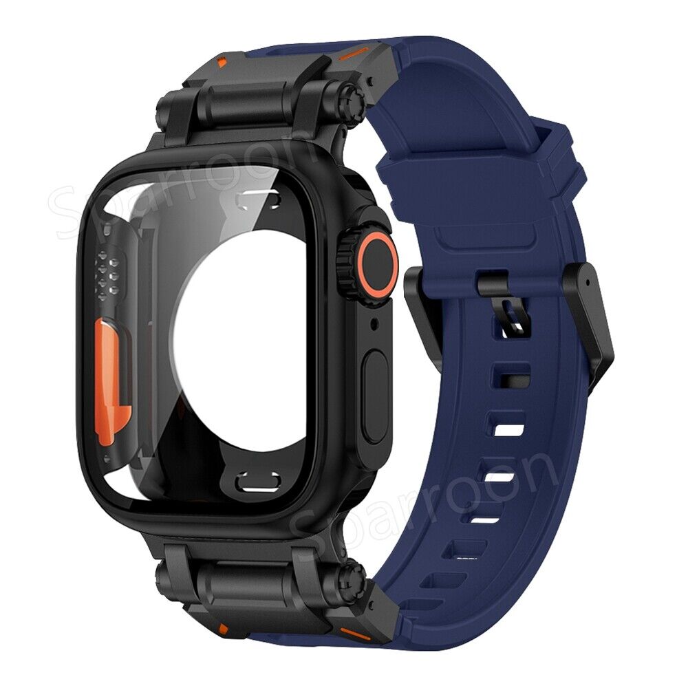 Set custodia Rovelo Metal Ultra-Style e cinturino Fluoro, Apple Watch Serie 4-9 e SE