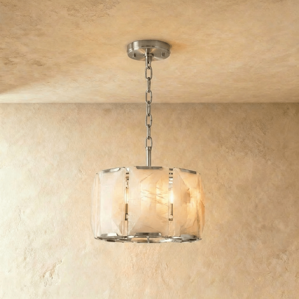 Lampadario Rotondo LumaCircle in Alabastro con Bagliore Ambientale Caldo