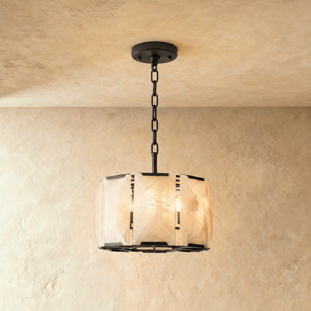 Lampadario Rotondo LumaCircle in Alabastro con Bagliore Ambientale Caldo
