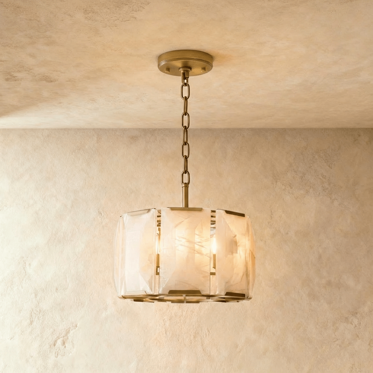 Lampadario Rotondo LumaCircle in Alabastro con Bagliore Ambientale Caldo