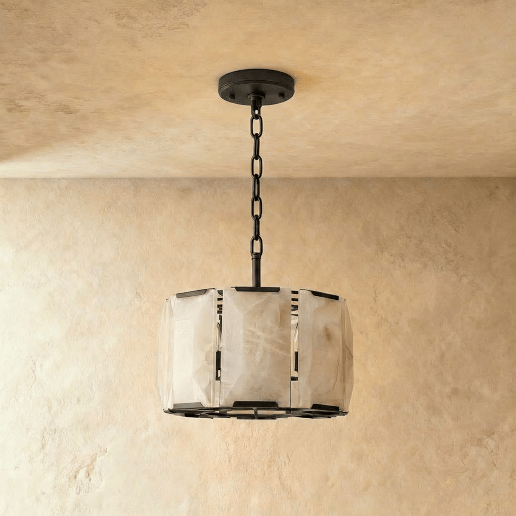 Lampadario Rotondo LumaCircle in Alabastro con Bagliore Ambientale Caldo