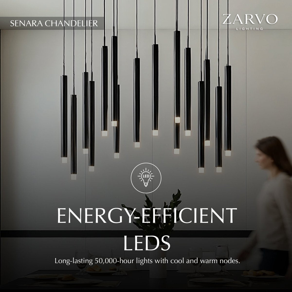 Lámpara colgante LumenChime tipo campana de viento de aluminio en acabado negro o dorado