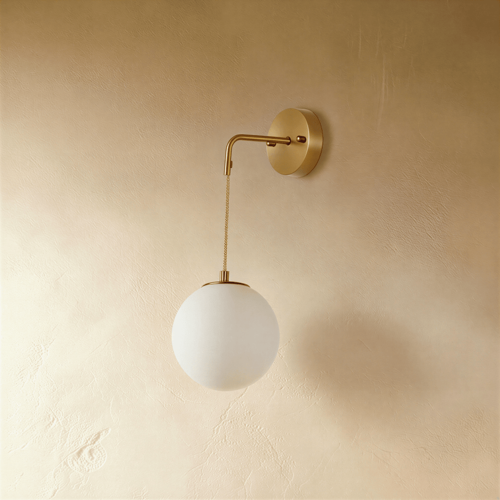 Lampada da Parete Copper Halo con Paralume in Vetro Satinato e Design Minimalista
