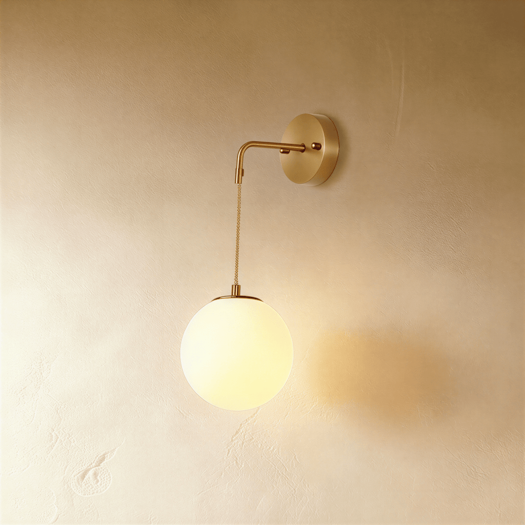 Lampada da Parete Copper Halo con Paralume in Vetro Satinato e Design Minimalista