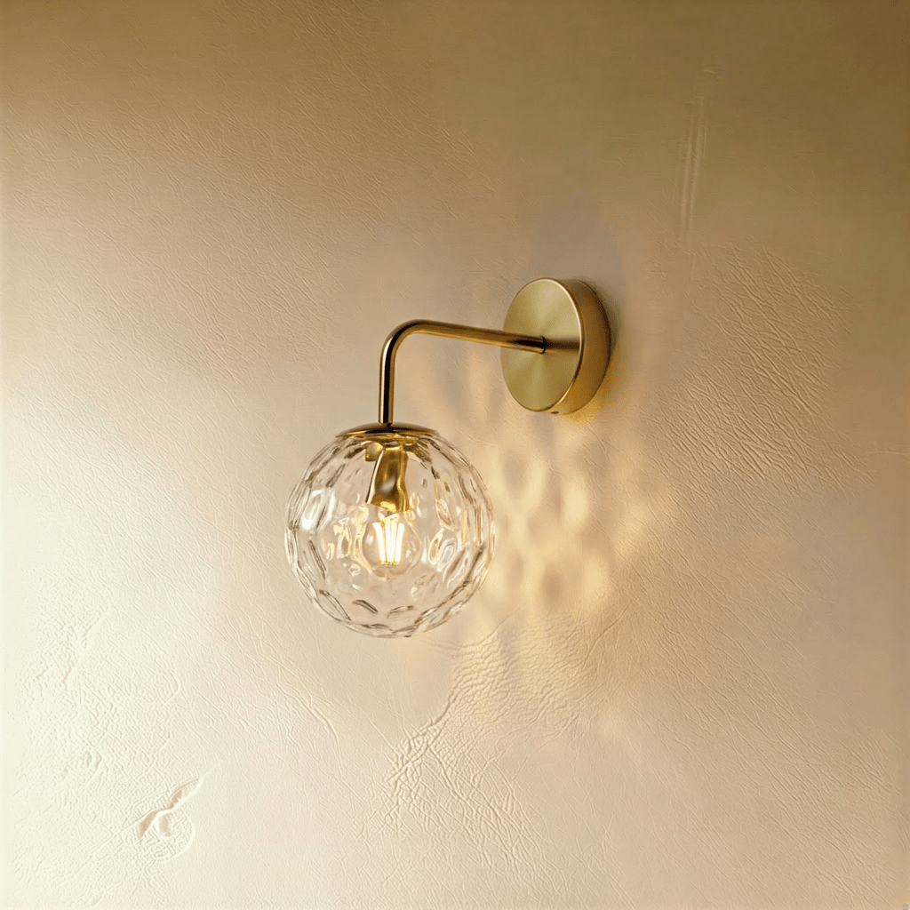 Lampada da Parete Copper Halo con Paralume in Vetro Satinato e Design Minimalista