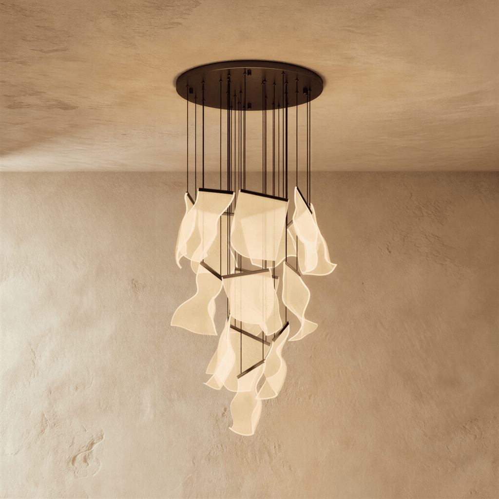 Akrylový vrstvený závěsný lustr LumenWeave s rozptýleným světlem