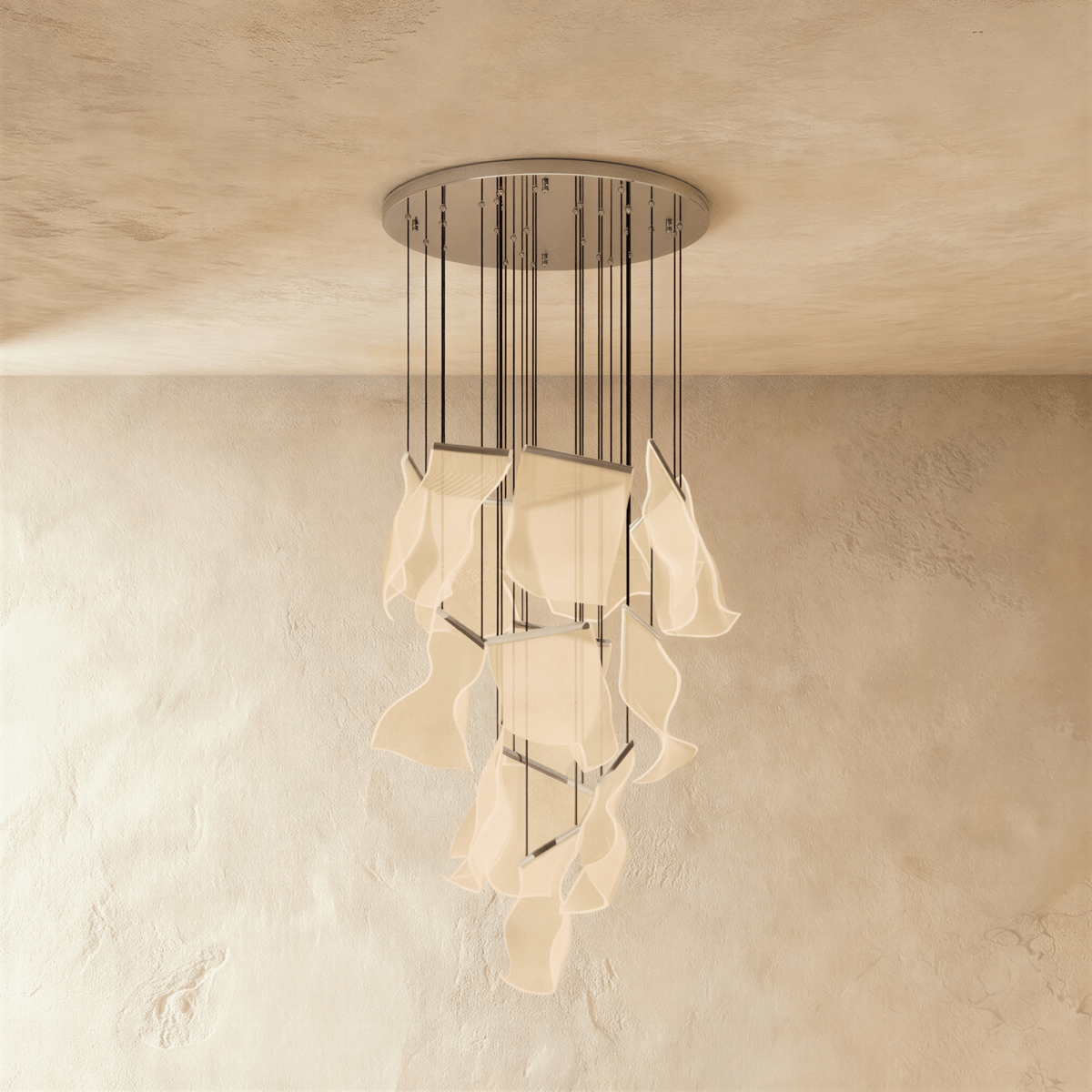 Akrylový vrstvený závěsný lustr LumenWeave s rozptýleným světlem