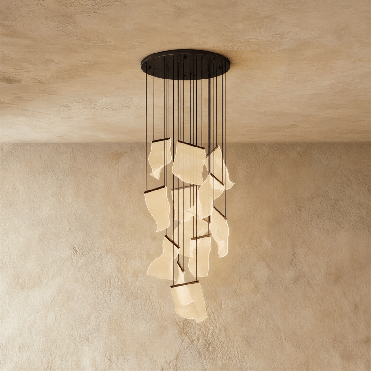 Akrylový vrstvený závěsný lustr LumenWeave s rozptýleným světlem