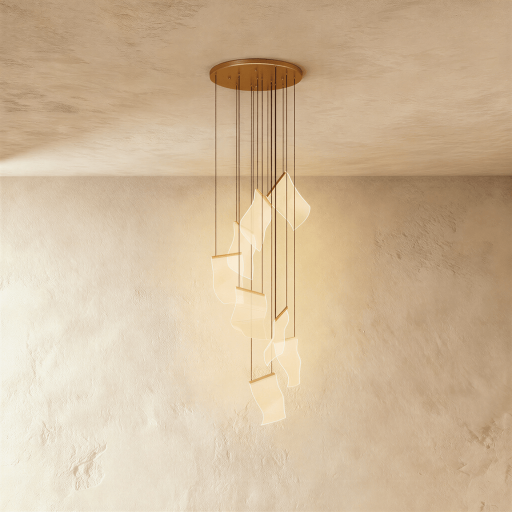 Akrylový vrstvený závěsný lustr LumenWeave s rozptýleným světlem
