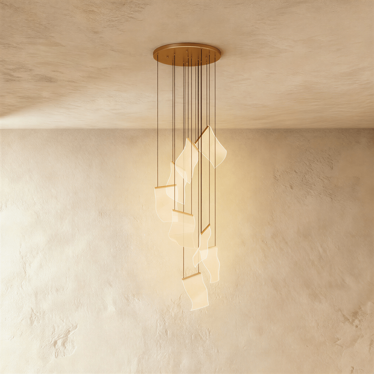 Akrylový vrstvený závěsný lustr LumenWeave s rozptýleným světlem