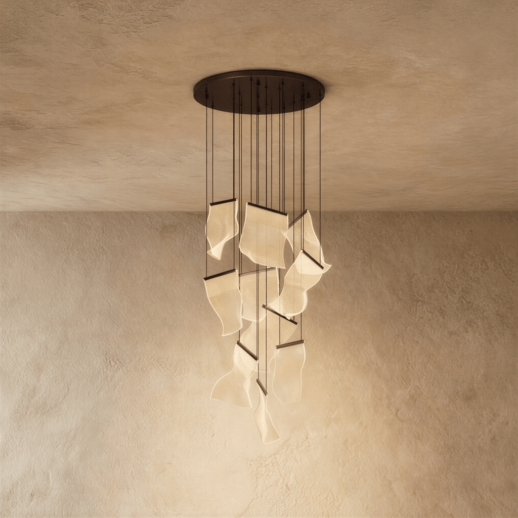 Akrylový vrstvený závěsný lustr LumenWeave s rozptýleným světlem