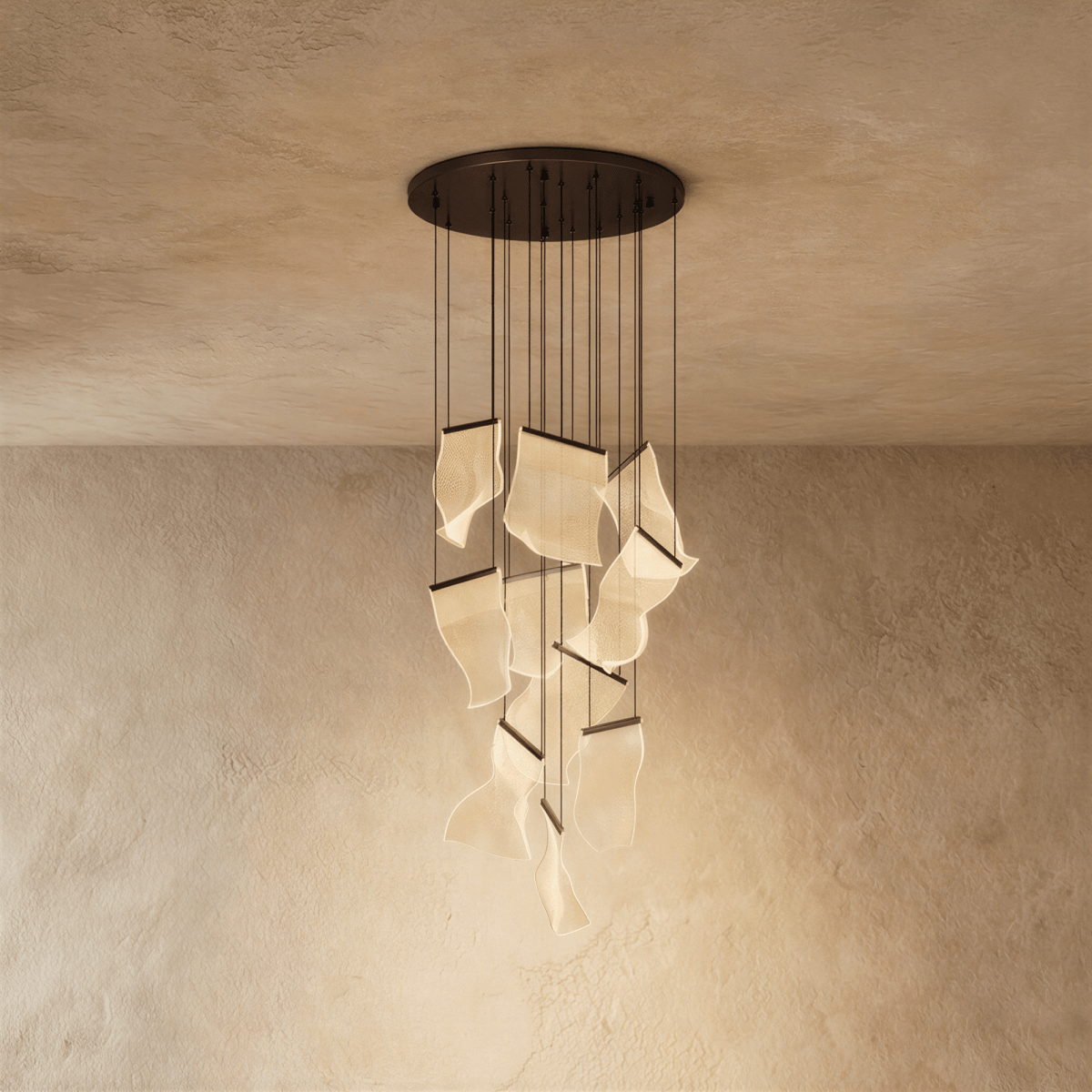 Akrylový vrstvený závěsný lustr LumenWeave s rozptýleným světlem