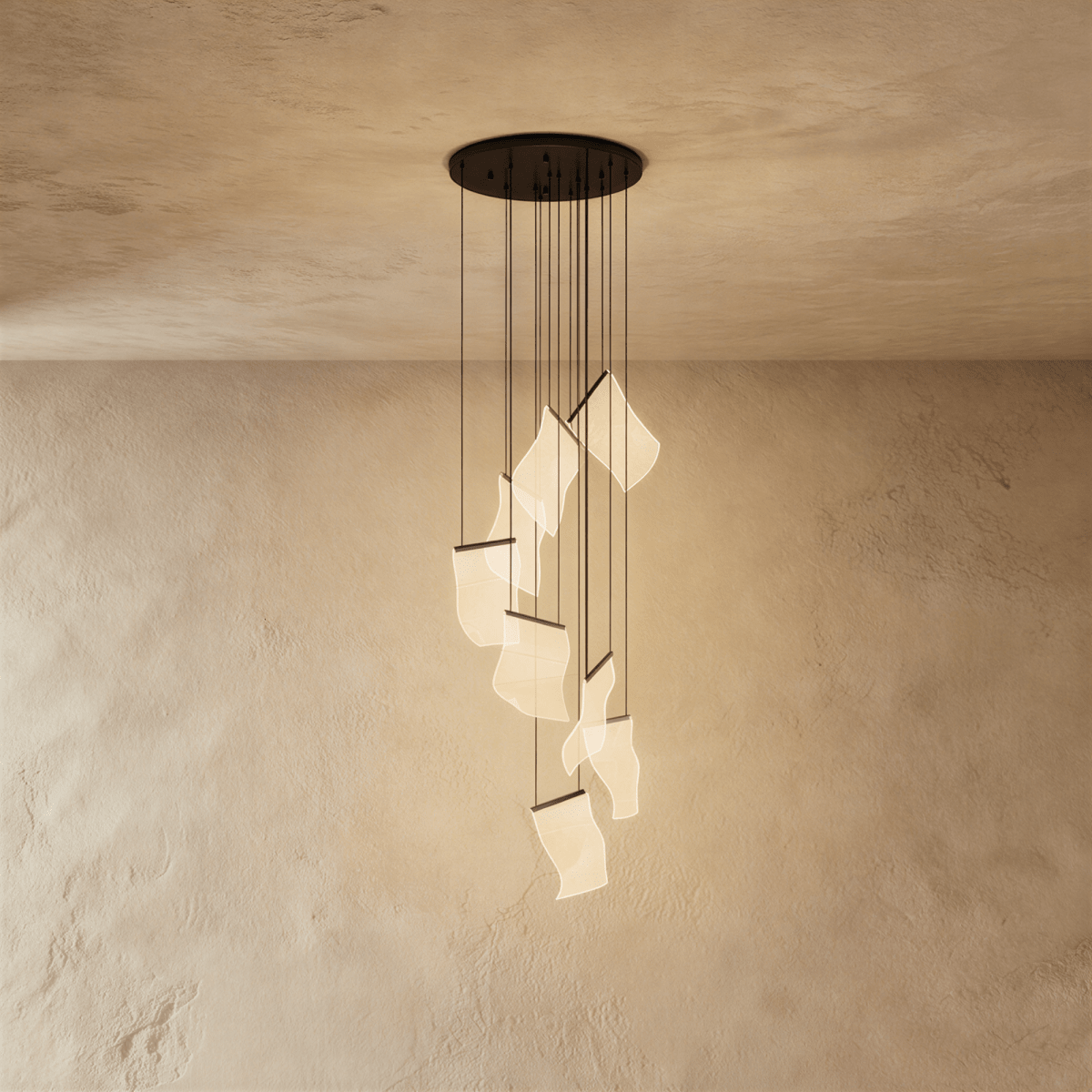 Akrylový vrstvený závěsný lustr LumenWeave s rozptýleným světlem