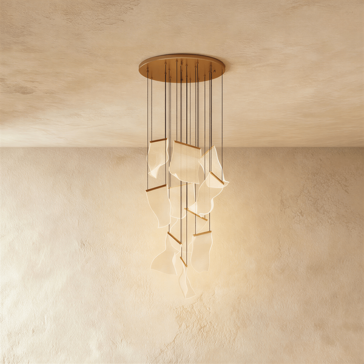 Akrylový vrstvený závěsný lustr LumenWeave s rozptýleným světlem