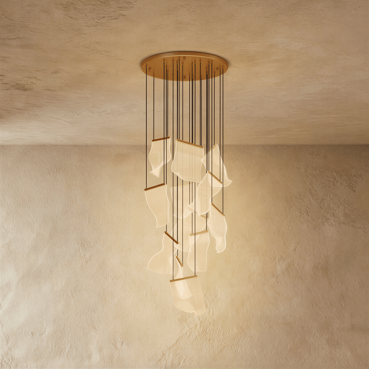 Akrylový vrstvený závěsný lustr LumenWeave s rozptýleným světlem