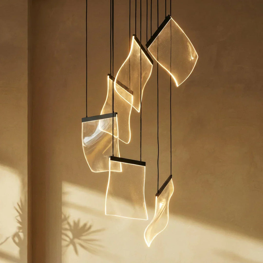 Akrylový vrstvený závěsný lustr LumenWeave s rozptýleným světlem