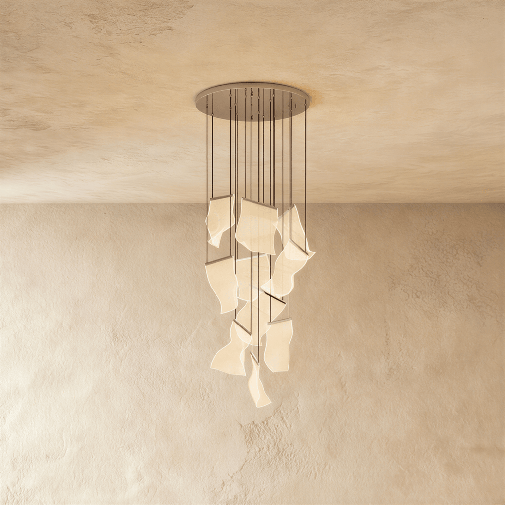 Akrylový vrstvený závěsný lustr LumenWeave s rozptýleným světlem