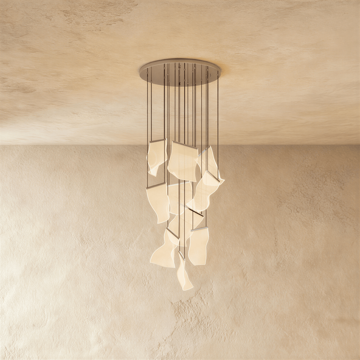 Akrylový vrstvený závěsný lustr LumenWeave s rozptýleným světlem