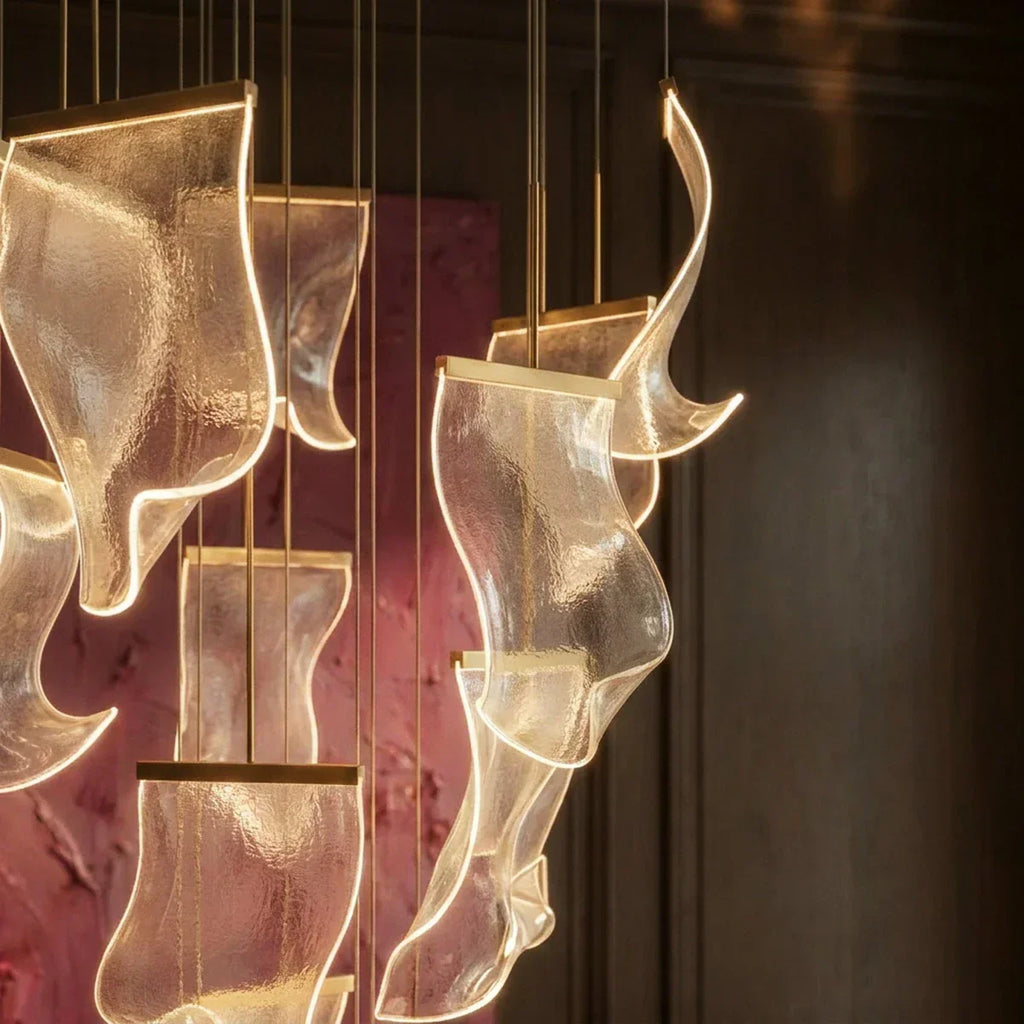 Akrylový vrstvený závěsný lustr LumenWeave s rozptýleným světlem