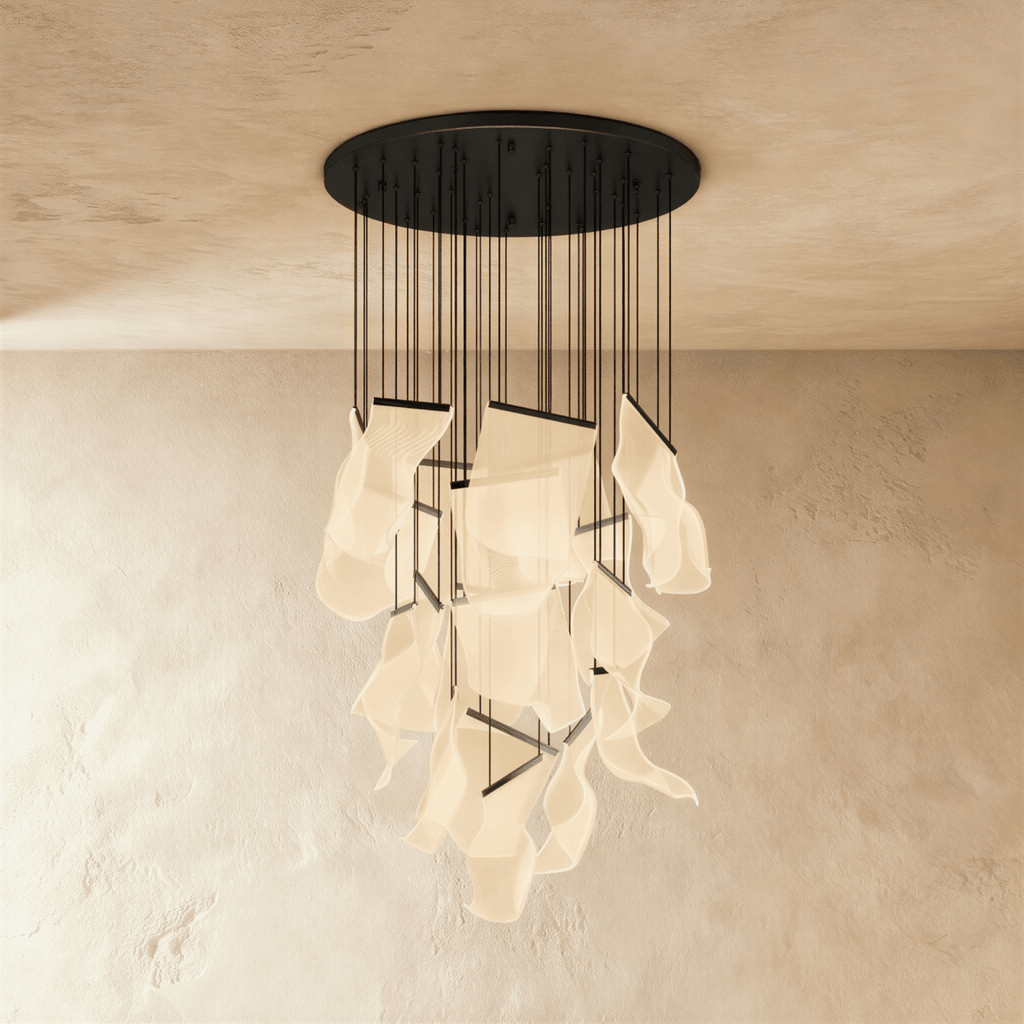 Akrylový vrstvený závěsný lustr LumenWeave s rozptýleným světlem