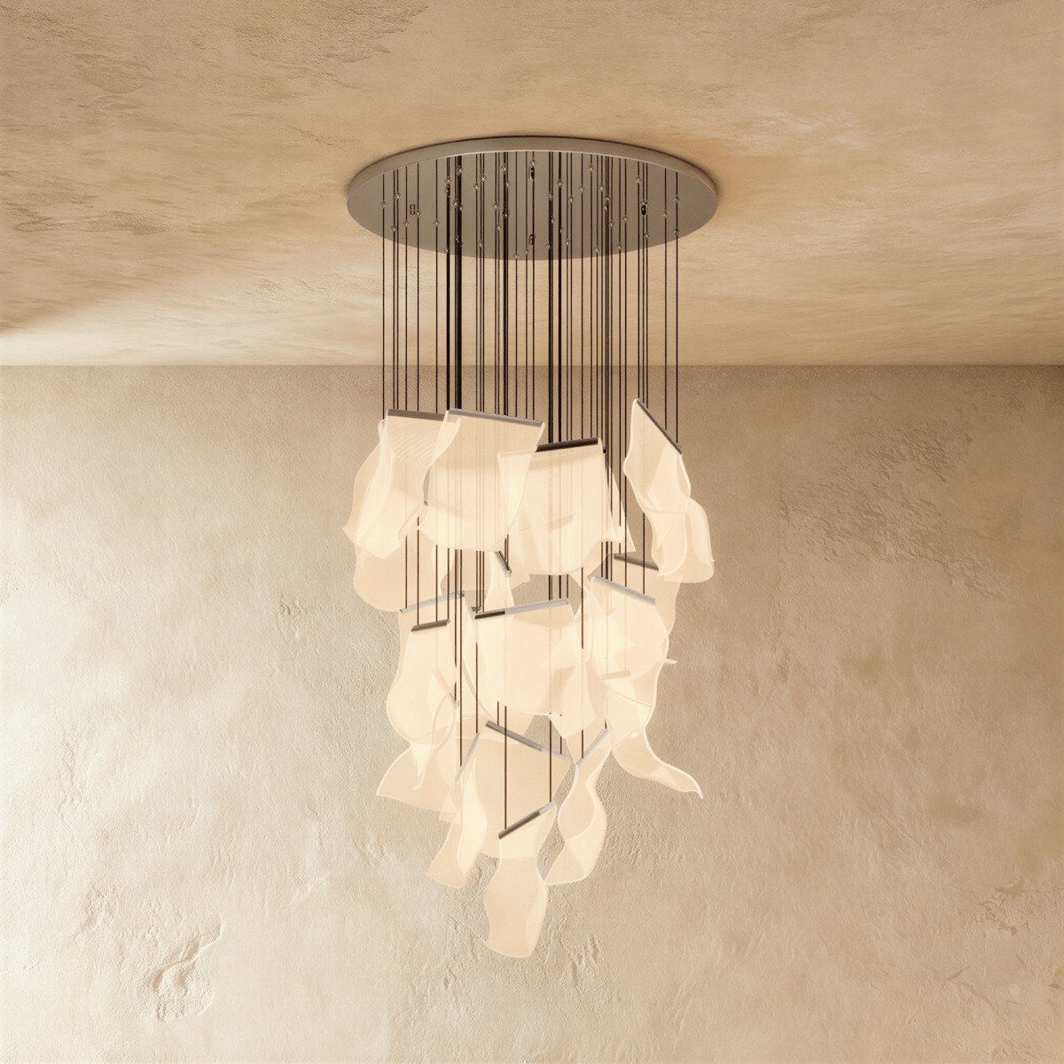 Akrylový vrstvený závěsný lustr LumenWeave s rozptýleným světlem
