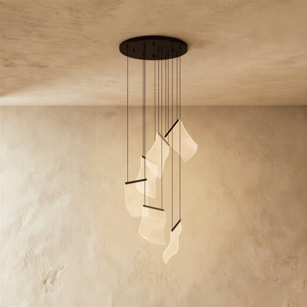 Akrylový vrstvený závěsný lustr LumenWeave s rozptýleným světlem