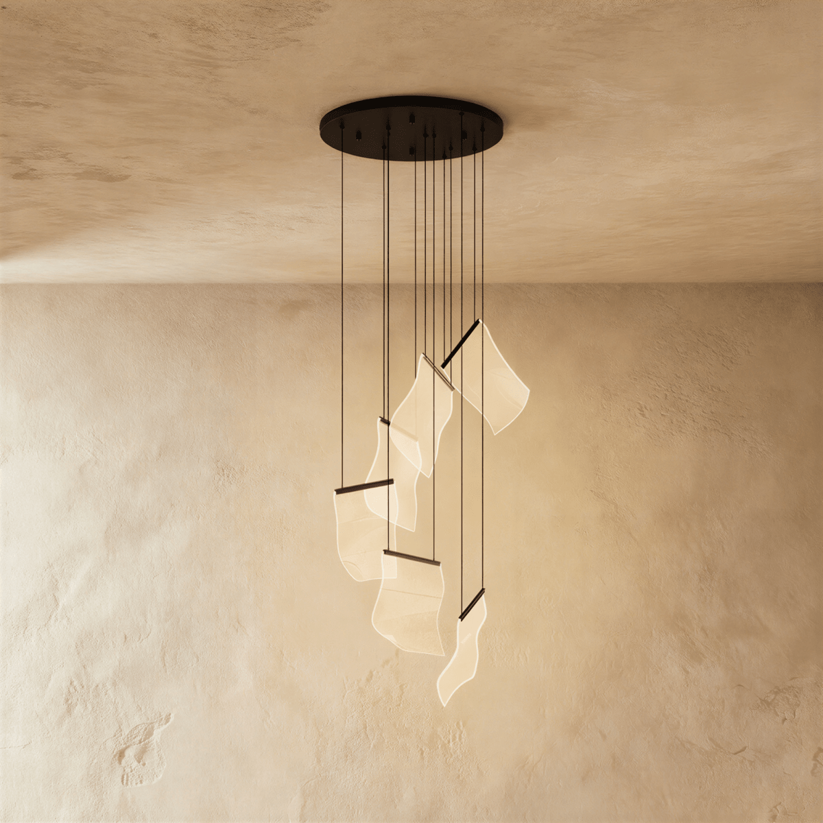 Akrylový vrstvený závěsný lustr LumenWeave s rozptýleným světlem