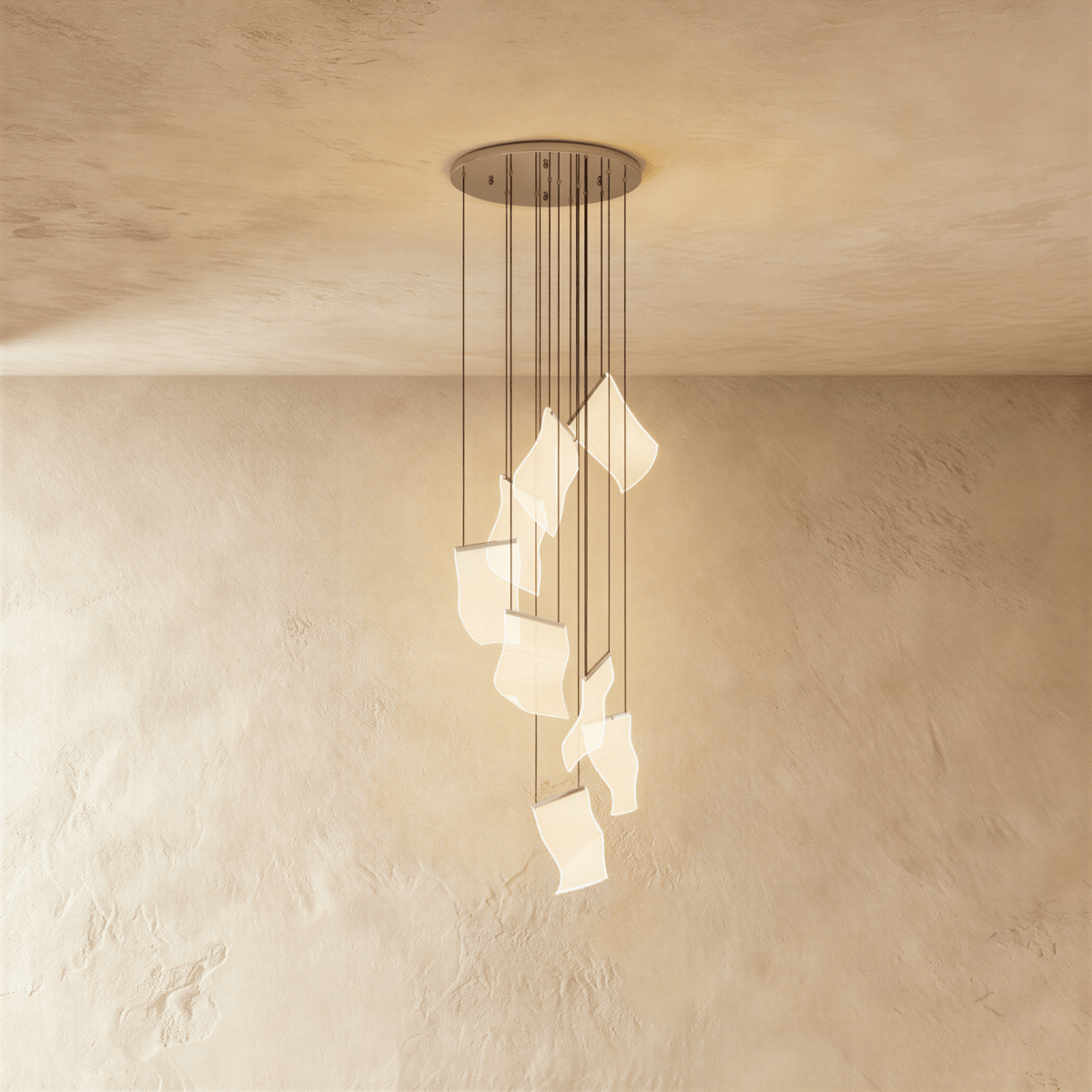 Akrylový vrstvený závěsný lustr LumenWeave s rozptýleným světlem