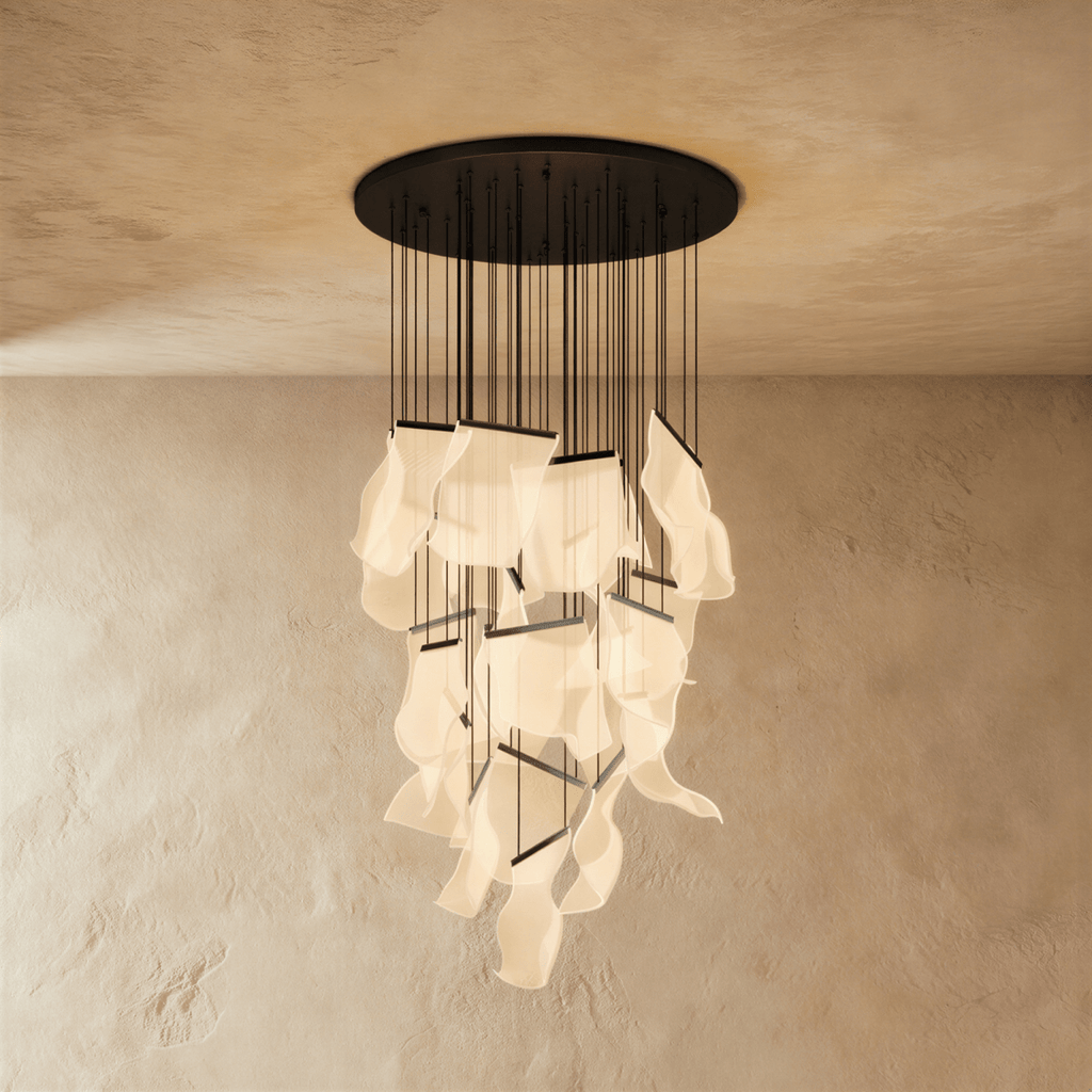 Akrylový vrstvený závěsný lustr LumenWeave s rozptýleným světlem