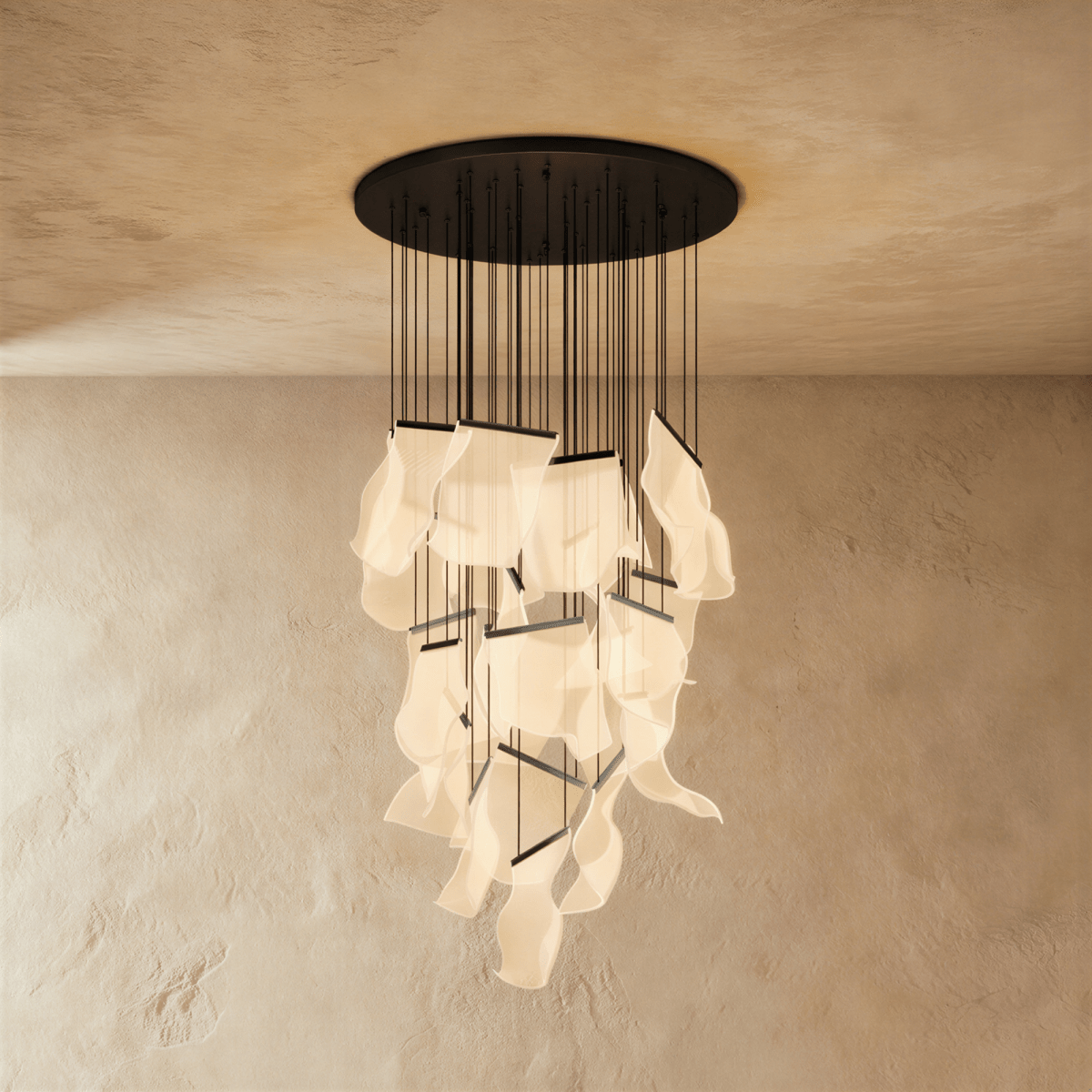 Akrylový vrstvený závěsný lustr LumenWeave s rozptýleným světlem