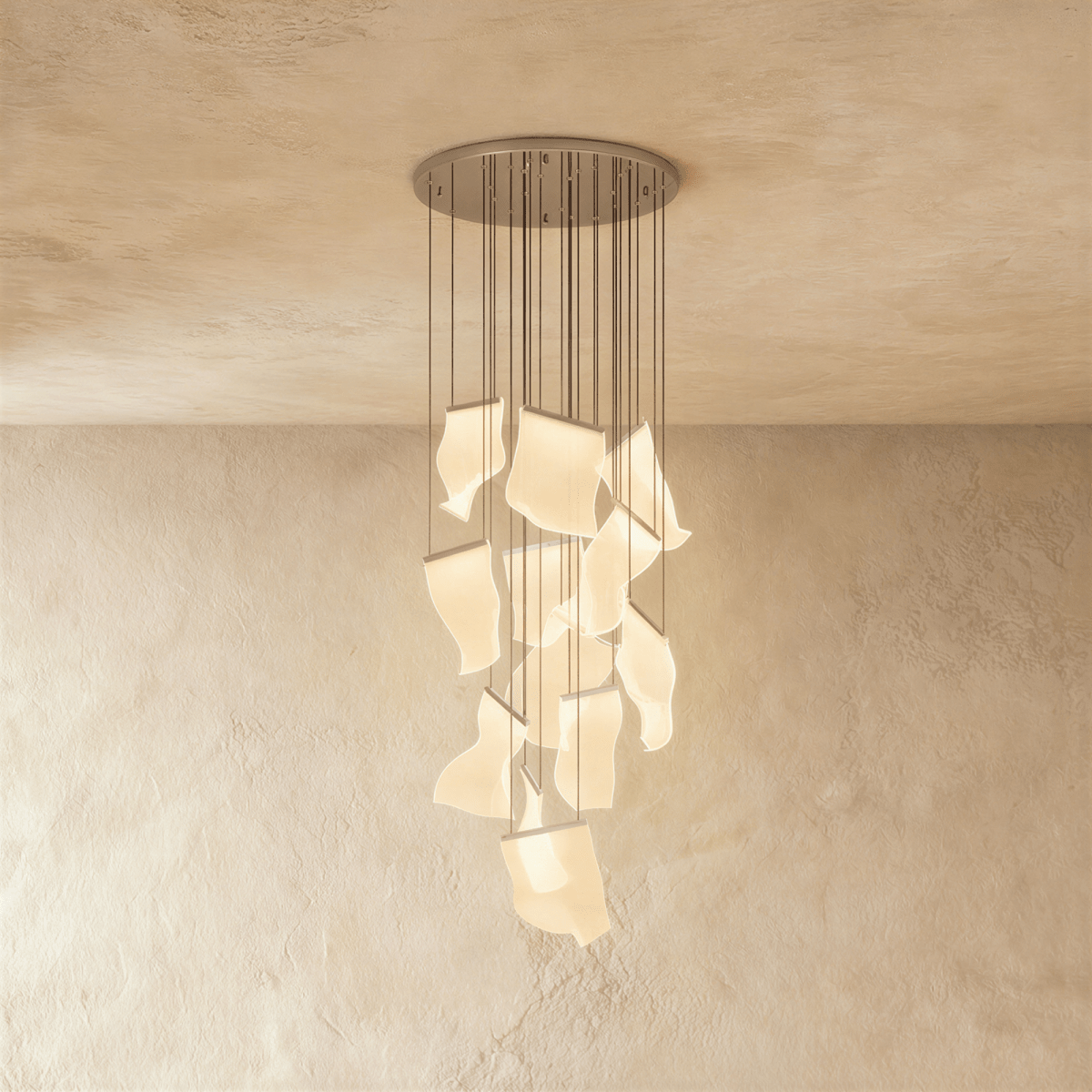 Akrylový vrstvený závěsný lustr LumenWeave s rozptýleným světlem