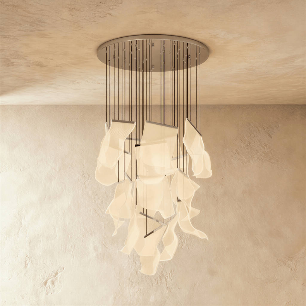 Akrylový vrstvený závěsný lustr LumenWeave s rozptýleným světlem