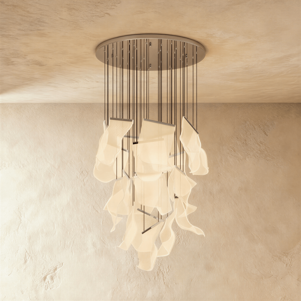 Akrylový vrstvený závěsný lustr LumenWeave s rozptýleným světlem