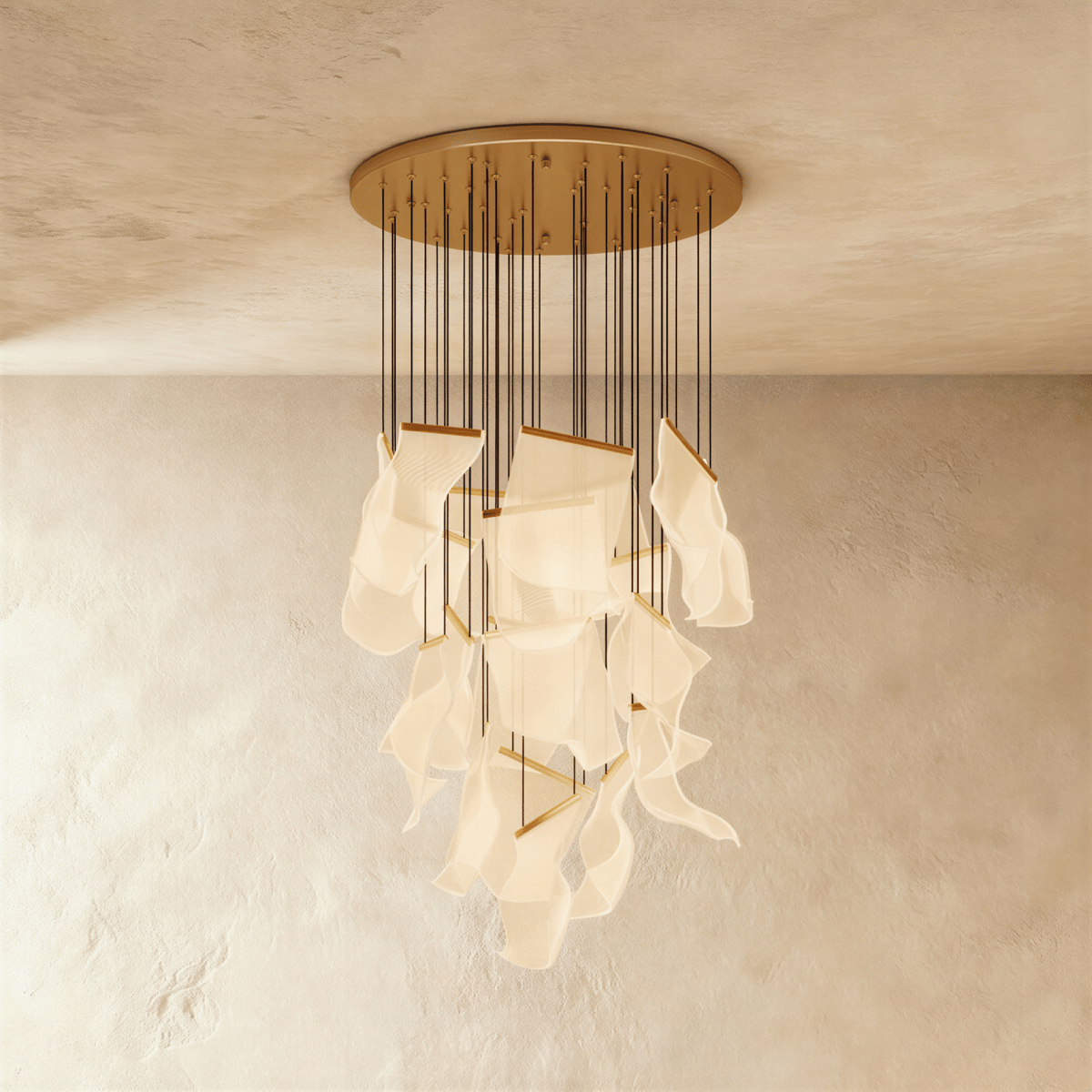 Akrylový vrstvený závěsný lustr LumenWeave s rozptýleným světlem